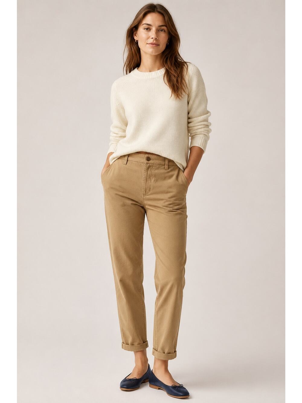 J.Crew High-Rise Girlfriend Chino Pants Women’s Size 8 Khaki Tan Stretch Casual